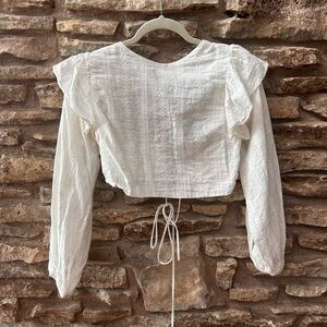Elegant White Eyelet Women's Top